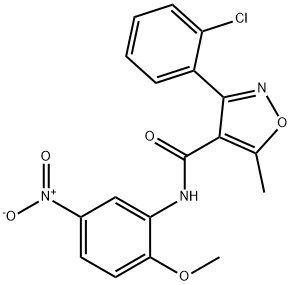 3-(2-chlorophenyl)-N-{5-nitro-2-methoxyphenyl}-5-methyl-4-isoxazolecarboxamide 구조식 이미지