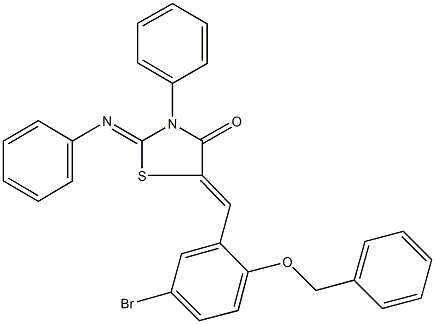 5-[2-(benzyloxy)-5-bromobenzylidene]-3-phenyl-2-(phenylimino)-1,3-thiazolidin-4-one 구조식 이미지