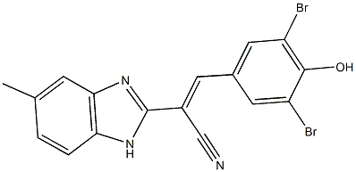 3-(3,5-dibromo-4-hydroxyphenyl)-2-(5-methyl-1H-benzimidazol-2-yl)acrylonitrile 구조식 이미지