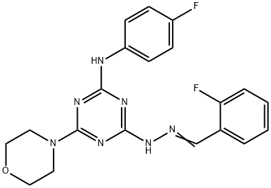 2-fluorobenzaldehyde [4-(4-fluoroanilino)-6-(4-morpholinyl)-1,3,5-triazin-2-yl]hydrazone 구조식 이미지