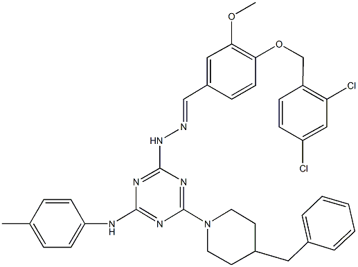 4-[(2,4-dichlorobenzyl)oxy]-3-methoxybenzaldehyde [4-(4-benzyl-1-piperidinyl)-6-(4-toluidino)-1,3,5-triazin-2-yl]hydrazone Structure