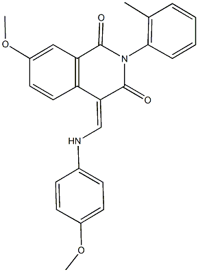7-methoxy-4-[(4-methoxyanilino)methylene]-2-(2-methylphenyl)-1,3(2H,4H)-isoquinolinedione 구조식 이미지