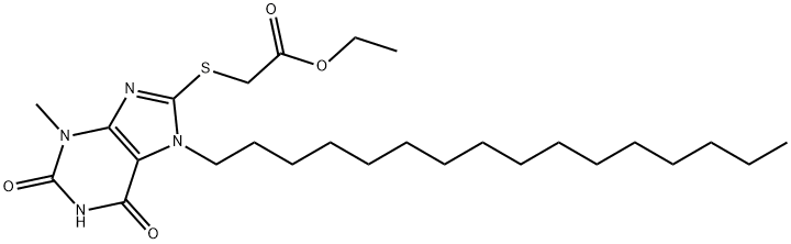 ethyl [(7-hexadecyl-3-methyl-2,6-dioxo-2,3,6,7-tetrahydro-1H-purin-8-yl)sulfanyl]acetate Structure