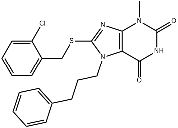 8-{[(2-chlorophenyl)methyl]sulfanyl}-3-methyl-7-(3-phenylpropyl)-3,7-dihydro-1H-purine-2,6-dione Structure