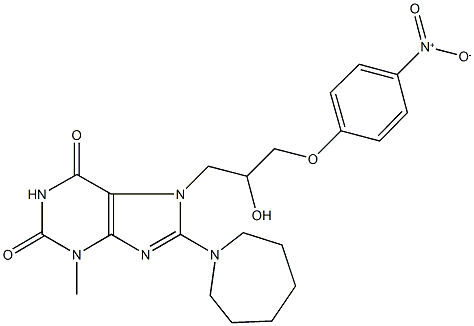 8-(1-azepanyl)-7-(2-hydroxy-3-{4-nitrophenoxy}propyl)-3-methyl-3,7-dihydro-1H-purine-2,6-dione Structure