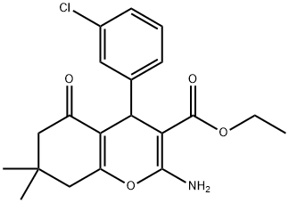 ethyl 2-amino-4-(3-chlorophenyl)-7,7-dimethyl-5-oxo-5,6,7,8-tetrahydro-4H-chromene-3-carboxylate Structure