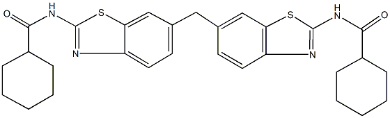 N-[6-({2-[(cyclohexylcarbonyl)amino]-1,3-benzothiazol-6-yl}methyl)-1,3-benzothiazol-2-yl]cyclohexanecarboxamide Structure