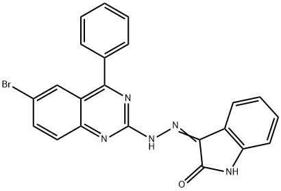 1H-indole-2,3-dione 3-[(6-bromo-4-phenyl-2-quinazolinyl)hydrazone] Structure