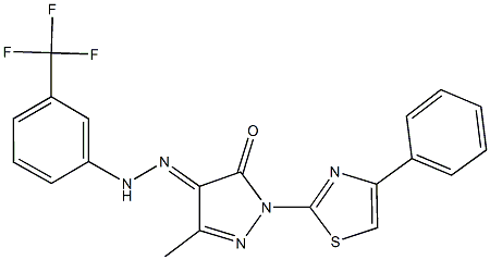 3-methyl-1-(4-phenyl-1,3-thiazol-2-yl)-1H-pyrazole-4,5-dione 4-{[3-(trifluoromethyl)phenyl]hydrazone} 구조식 이미지