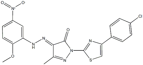 1-[4-(4-chlorophenyl)-1,3-thiazol-2-yl]-3-methyl-1H-pyrazole-4,5-dione 4-({5-nitro-2-methoxyphenyl}hydrazone) Structure