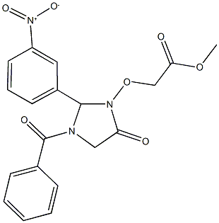 methyl [(3-benzoyl-2-{3-nitrophenyl}-5-oxo-1-imidazolidinyl)oxy]acetate Structure