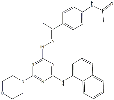 N-(4-{N-[4-(4-morpholinyl)-6-(1-naphthylamino)-1,3,5-triazin-2-yl]ethanehydrazonoyl}phenyl)acetamide 구조식 이미지