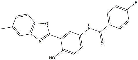 4-fluoro-N-[4-hydroxy-3-(5-methyl-1,3-benzoxazol-2-yl)phenyl]benzamide 구조식 이미지