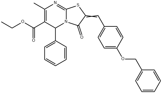 ethyl 2-[4-(benzyloxy)benzylidene]-7-methyl-3-oxo-5-phenyl-2,3-dihydro-5H-[1,3]thiazolo[3,2-a]pyrimidine-6-carboxylate 구조식 이미지