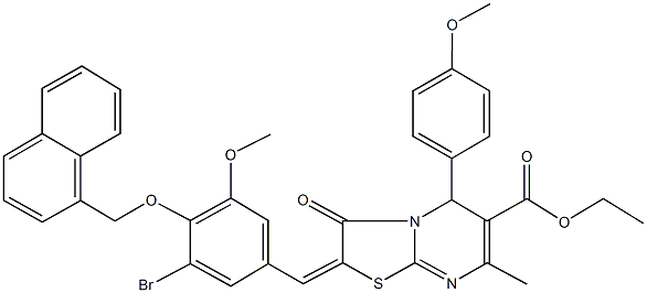 ethyl 2-[3-bromo-5-methoxy-4-(1-naphthylmethoxy)benzylidene]-5-(4-methoxyphenyl)-7-methyl-3-oxo-2,3-dihydro-5H-[1,3]thiazolo[3,2-a]pyrimidine-6-carboxylate Structure