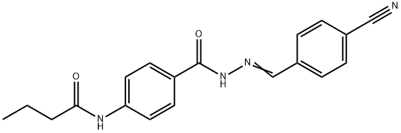 N-(4-{[2-(4-cyanobenzylidene)hydrazino]carbonyl}phenyl)butanamide 구조식 이미지