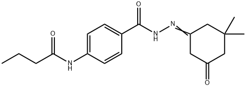 N-(4-{[2-(3,3-dimethyl-5-oxocyclohexylidene)hydrazino]carbonyl}phenyl)butanamide 구조식 이미지