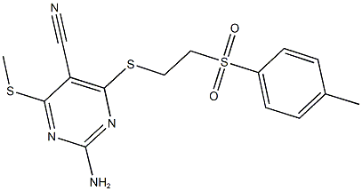 2-amino-4-({2-[(4-methylphenyl)sulfonyl]ethyl}sulfanyl)-6-(methylsulfanyl)-5-pyrimidinecarbonitrile Structure