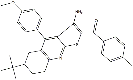 [3-amino-6-tert-butyl-4-(4-methoxyphenyl)-5,6,7,8-tetrahydrothieno[2,3-b]quinolin-2-yl](4-methylphenyl)methanone Structure