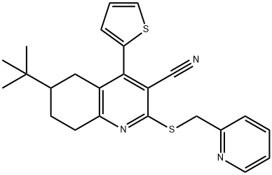 6-(tert-butyl)-2-[(2-pyridinylmethyl)sulfanyl]-4-(2-thienyl)-5,6,7,8-tetrahydro-3-quinolinecarbonitrile Structure