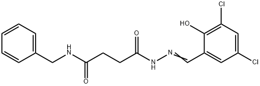 N-benzyl-4-[2-(3,5-dichloro-2-hydroxybenzylidene)hydrazino]-4-oxobutanamide Structure