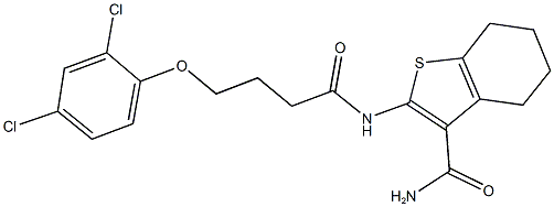 2-{[4-(2,4-dichlorophenoxy)butanoyl]amino}-4,5,6,7-tetrahydro-1-benzothiophene-3-carboxamide Structure