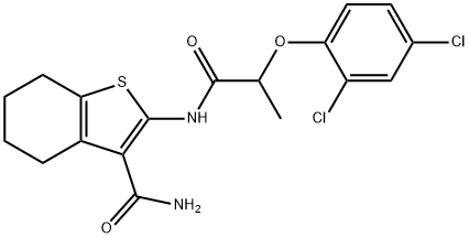 2-{[2-(2,4-dichlorophenoxy)propanoyl]amino}-4,5,6,7-tetrahydro-1-benzothiophene-3-carboxamide 구조식 이미지