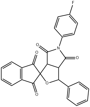 5-(4-fluorophenyl)-1-phenyl-3a,6a-dihydrosprio[1H-furo[3,4-c]pyrrole-3,2'-(1'H)-indene]-1',3',4,6(2'H,3H,5H)-tetrone 구조식 이미지