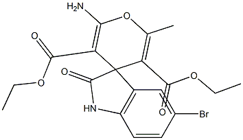 diethyl 2-amino-5'-bromo-1',3'-dihydro-6-methyl-2'-oxospiro[4H-pyran-4,3'-(2'H)-indole]-3,5-dicarboxylate Structure