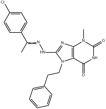 8-{2-[1-(4-chlorophenyl)ethylidene]hydrazino}-3-methyl-7-(2-phenylethyl)-3,7-dihydro-1H-purine-2,6-dione 구조식 이미지