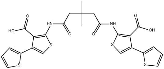 2-({5-[(3-carboxy-2',4-bithien-2-yl)amino]-3,3-dimethyl-5-oxopentanoyl}amino)-2,4'-bithiophene-3-carboxylic acid 구조식 이미지