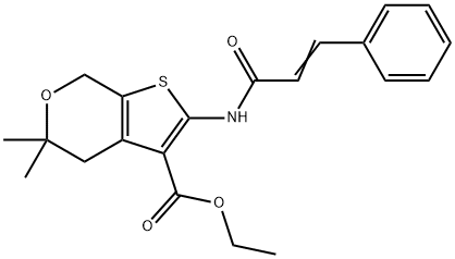 ethyl 2-(cinnamoylamino)-5,5-dimethyl-4,7-dihydro-5H-thieno[2,3-c]pyran-3-carboxylate 구조식 이미지