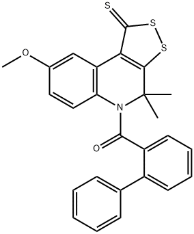 5-([1,1'-biphenyl]-2-ylcarbonyl)-8-methoxy-4,4-dimethyl-4,5-dihydro-1H-[1,2]dithiolo[3,4-c]quinoline-1-thione Structure