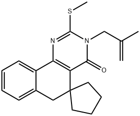 3-(2-methyl-2-propenyl)-2-(methylsulfanyl)-5,6-dihydrospiro(benzo[h]quinazoline-5,1'-cyclopentane)-4(3H)-one 구조식 이미지