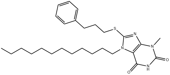 7-dodecyl-3-methyl-8-[(3-phenylpropyl)sulfanyl]-3,7-dihydro-1H-purine-2,6-dione Structure