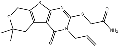 2-[(3-allyl-6,6-dimethyl-4-oxo-3,5,6,8-tetrahydro-4H-pyrano[4',3':4,5]thieno[2,3-d]pyrimidin-2-yl)sulfanyl]acetamide 구조식 이미지