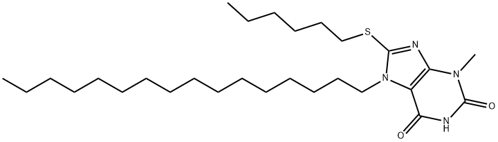 7-hexadecyl-8-(hexylsulfanyl)-3-methyl-3,7-dihydro-1H-purine-2,6-dione Structure