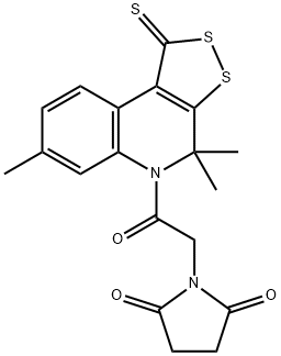 1-[2-oxo-2-(4,4,7-trimethyl-1-thioxo-1,4-dihydro-5H-[1,2]dithiolo[3,4-c]quinolin-5-yl)ethyl]-2,5-pyrrolidinedione 구조식 이미지