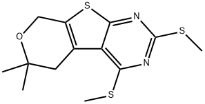 6,6-dimethyl-2,4-bis(methylsulfanyl)-5,8-dihydro-6H-pyrano[4',3':4,5]thieno[2,3-d]pyrimidine 구조식 이미지