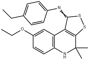 N-(8-ethoxy-4,4-dimethyl-4,5-dihydro-1H-[1,2]dithiolo[3,4-c]quinolin-1-ylidene)-N-(4-ethylphenyl)amine 구조식 이미지