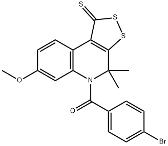 5-(4-bromobenzoyl)-7-methoxy-4,4-dimethyl-4,5-dihydro-1H-[1,2]dithiolo[3,4-c]quinoline-1-thione 구조식 이미지