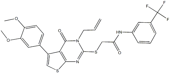 2-{[3-allyl-5-(3,4-dimethoxyphenyl)-4-oxo-3,4-dihydrothieno[2,3-d]pyrimidin-2-yl]sulfanyl}-N-[3-(trifluoromethyl)phenyl]acetamide 구조식 이미지