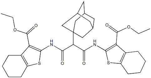 ethyl 2-[(2-(1-adamantyl)-3-{[3-(ethoxycarbonyl)-4,5,6,7-tetrahydro-1-benzothien-2-yl]amino}-3-oxopropanoyl)amino]-4,5,6,7-tetrahydro-1-benzothiophene-3-carboxylate Structure