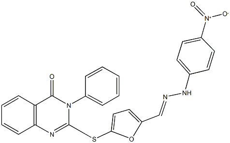5-[(4-oxo-3-phenyl-3,4-dihydro-2-quinazolinyl)sulfanyl]-2-furaldehyde {4-nitrophenyl}hydrazone 구조식 이미지