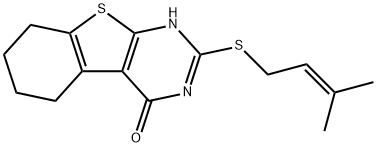 2-[(3-methyl-2-butenyl)sulfanyl]-5,6,7,8-tetrahydro[1]benzothieno[2,3-d]pyrimidin-4(3H)-one Structure