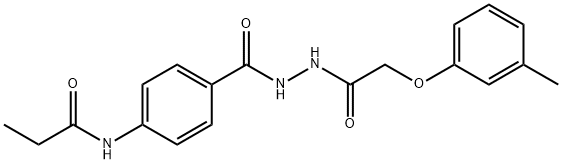 N-[4-({2-[(3-methylphenoxy)acetyl]hydrazino}carbonyl)phenyl]propanamide Structure