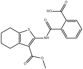 2-({[3-(methoxycarbonyl)-4,5,6,7-tetrahydro-1-benzothien-2-yl]amino}carbonyl)benzoic acid 구조식 이미지