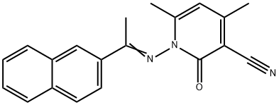 4,6-dimethyl-1-{[1-(2-naphthyl)ethylidene]amino}-2-oxo-1,2-dihydro-3-pyridinecarbonitrile 구조식 이미지