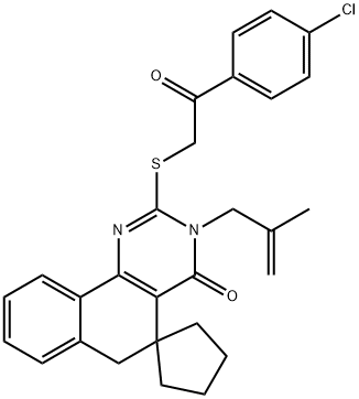 2-{[2-(4-chlorophenyl)-2-oxoethyl]sulfanyl}-3-(2-methyl-2-propenyl)-5,6-dihydrospiro(benzo[h]quinazoline-5,1'-cyclopentane)-4(3H)-one 구조식 이미지