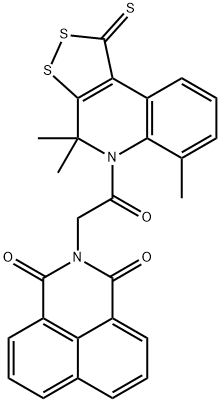 2-[2-oxo-2-(4,4,6-trimethyl-1-thioxo-1,4-dihydro-5H-[1,2]dithiolo[3,4-c]quinolin-5-yl)ethyl]-1H-benzo[de]isoquinoline-1,3(2H)-dione 구조식 이미지